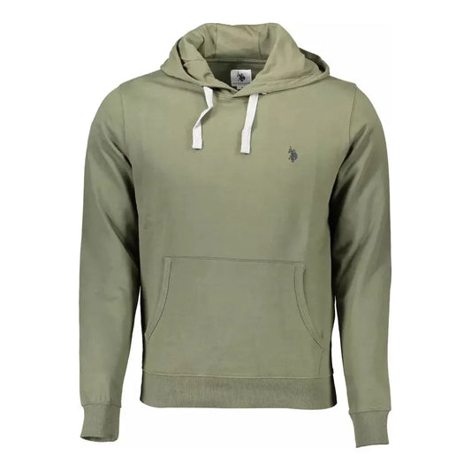 Elegant Green Hooded Sweatshirt With Logo