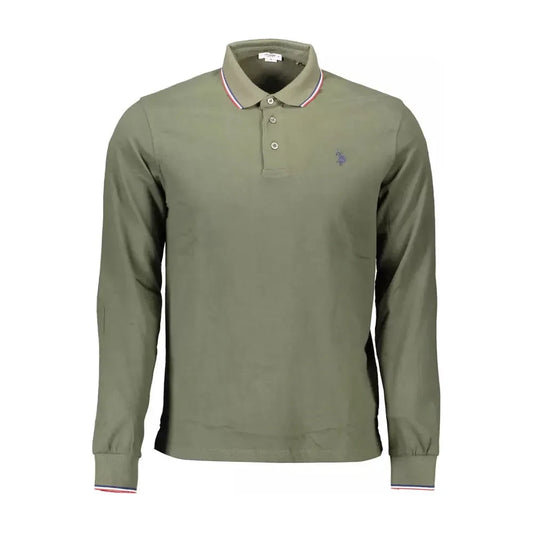 Chic Green Cotton Polo with Contrasting Details