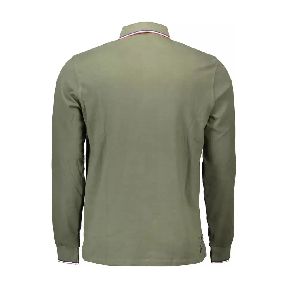 Chic Green Cotton Polo with Contrasting Details