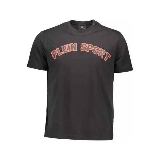 Sleek Black Cotton T-Shirt with Iconic Prints Plein Sport