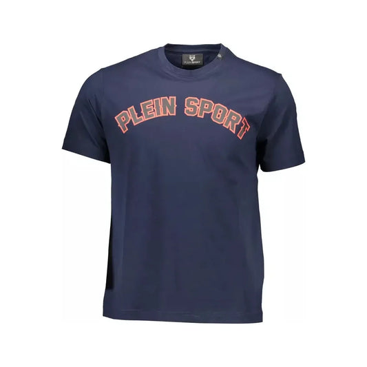 Sleek Blue Crew Neck Tee with Contrasting Prints Plein Sport