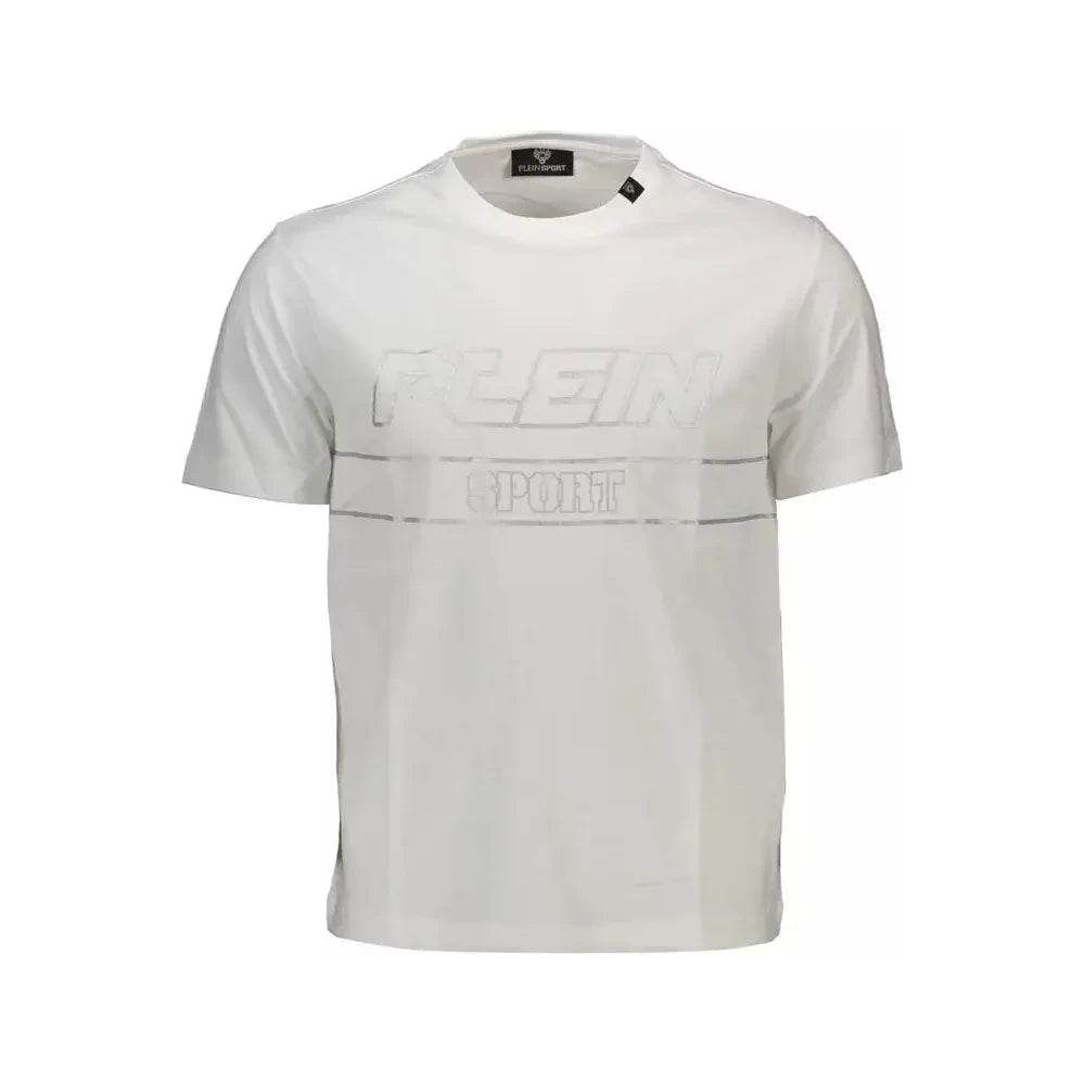 Pristine White Cotton Tee with Bold Accents