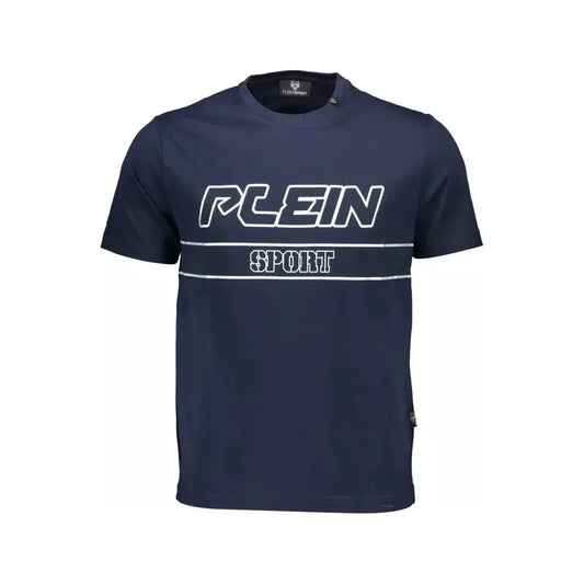 Electrify Blue Crew Neck Tee with Logo Accent Plein Sport