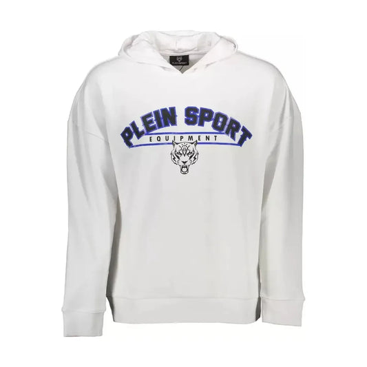 Sleek White Hooded Sweatshirt with Contrasting Accents Plein Sport