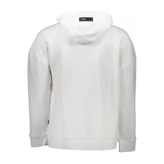 Sleek White Hooded Sweatshirt with Contrasting Accents