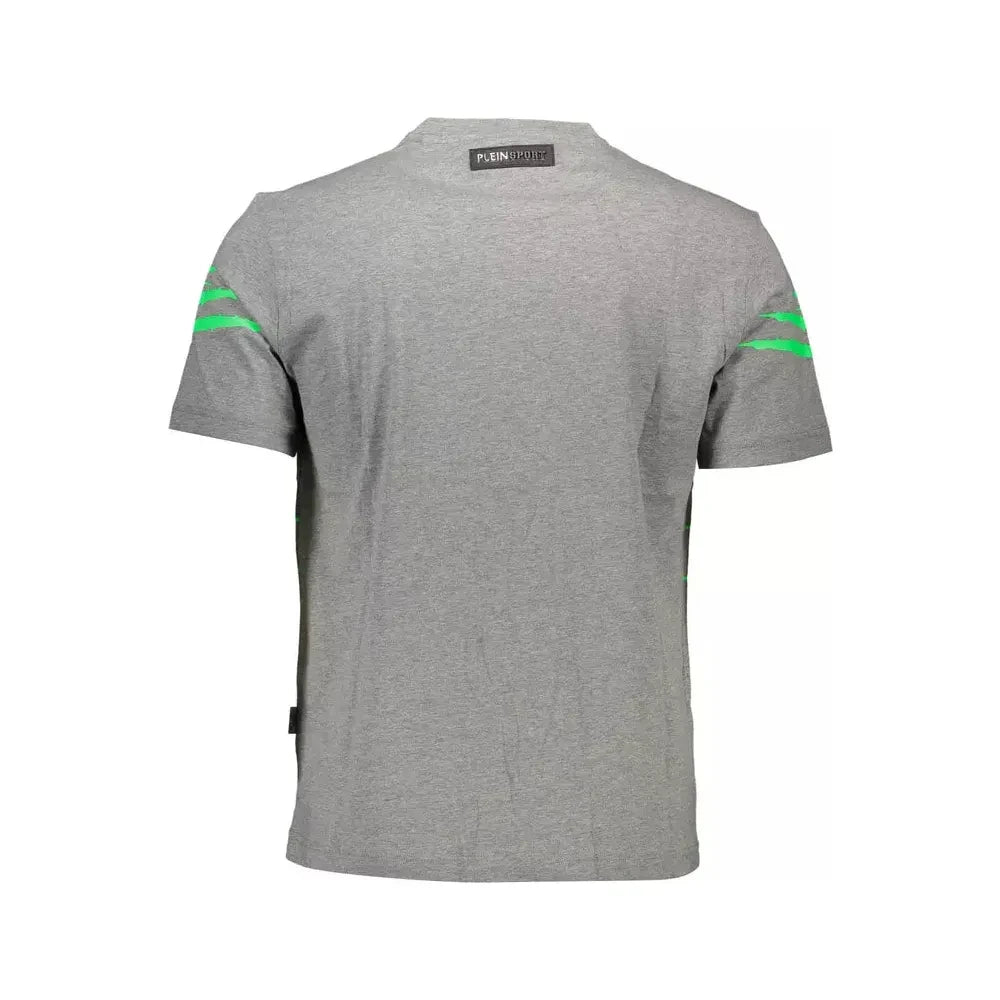 Sleek Gray Crew Neck Designer Tee