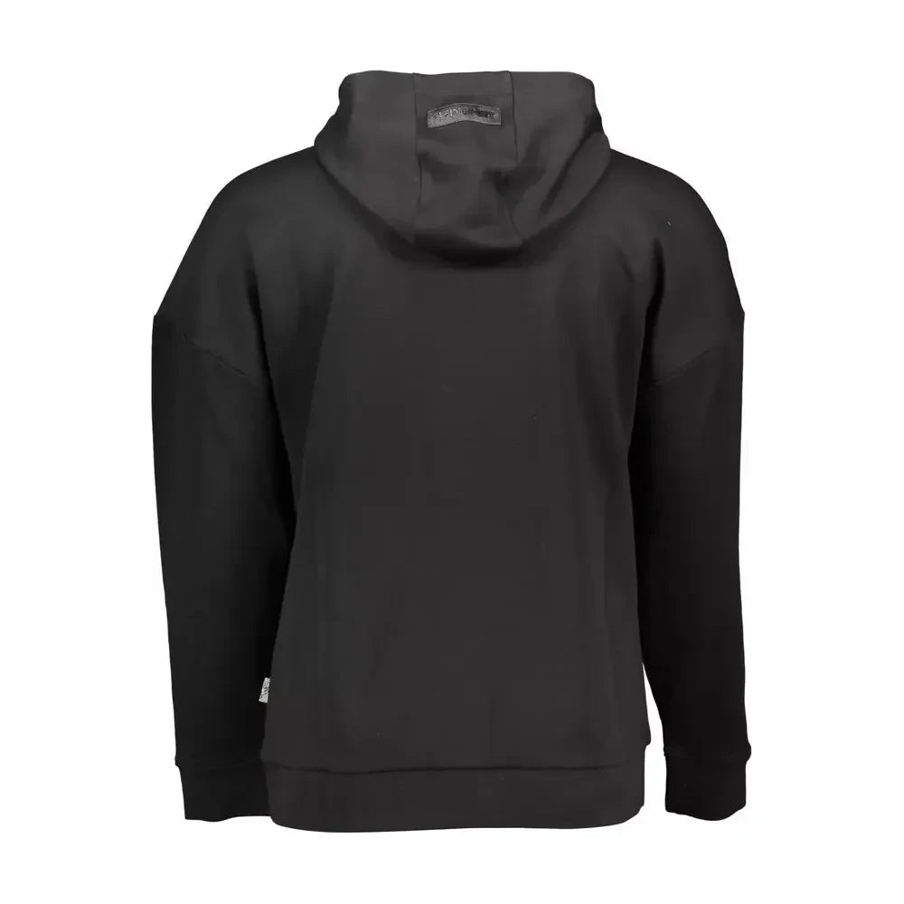 Plein Sport Sleek Black Hooded Sweatshirt with Print Detail Plein Sport