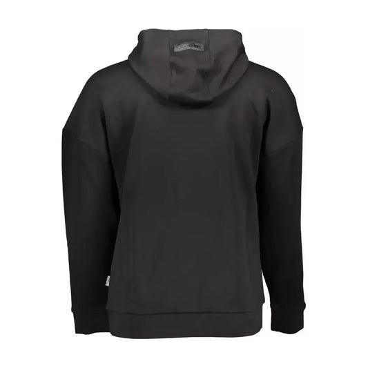 Sleek Black Hooded Sweatshirt with Print Detail Plein Sport