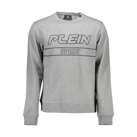 Sleek Gray Long-Sleeve Sweatshirt with Logo Plein Sport