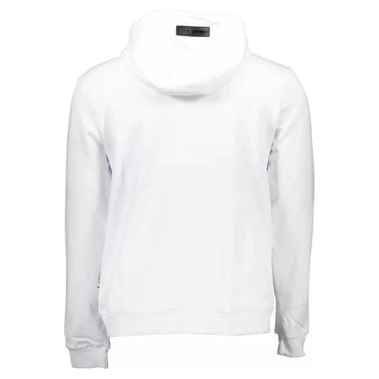 Chic White Hooded Cotton Sweatshirt with Logo