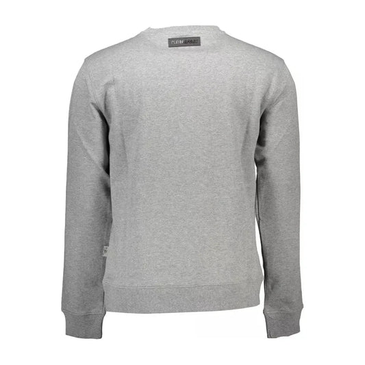 Sleek Gray Long-Sleeve Sweatshirt with Logo Plein Sport