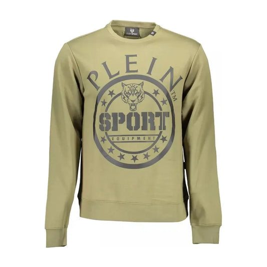 Plein Sport Green Cotton Blend Logo Sweatshirt Plein Sport