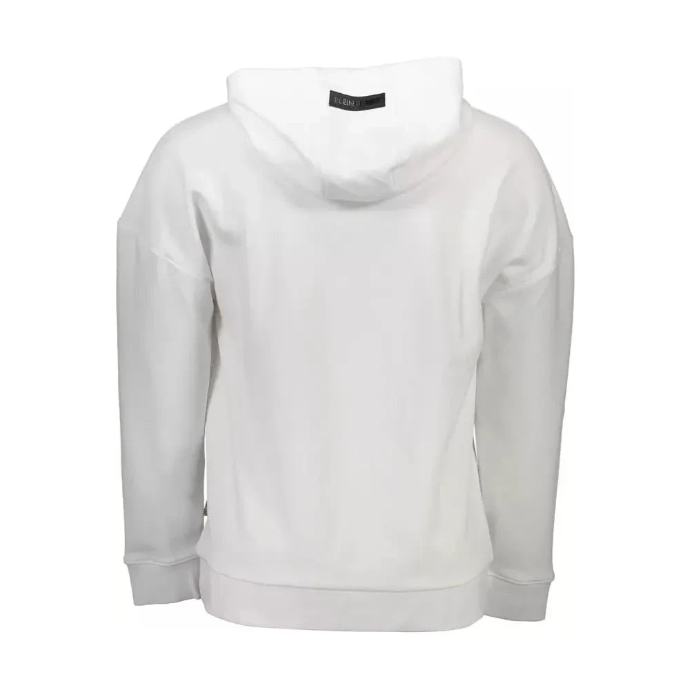 Sleek White Hooded Sweatshirt with Contrasting Print