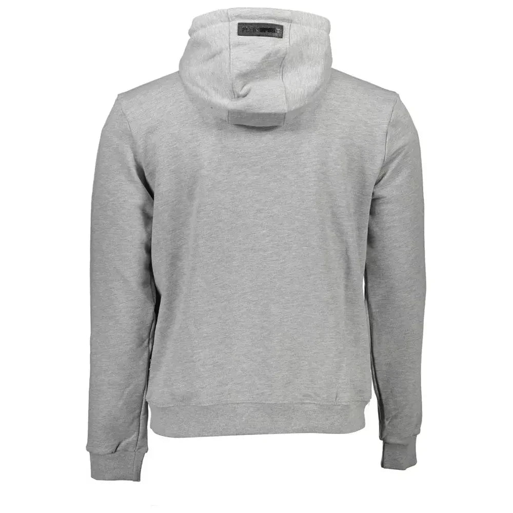 Sleek Gray Long-Sleeved Hooded Sweatshirt