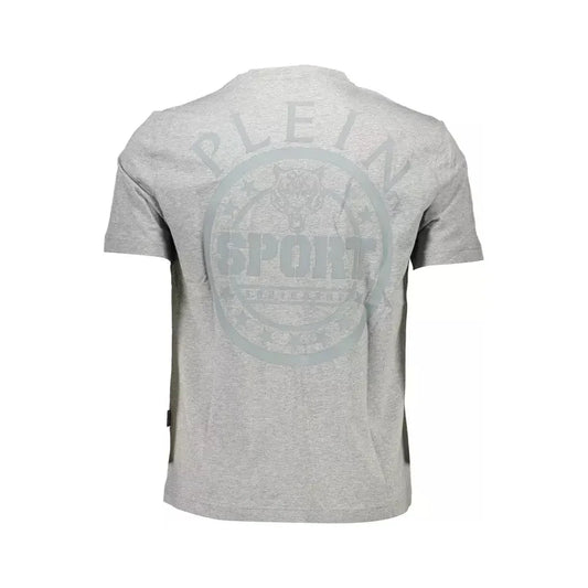 Sleek Gray Crewneck Tee with Bold Back Print