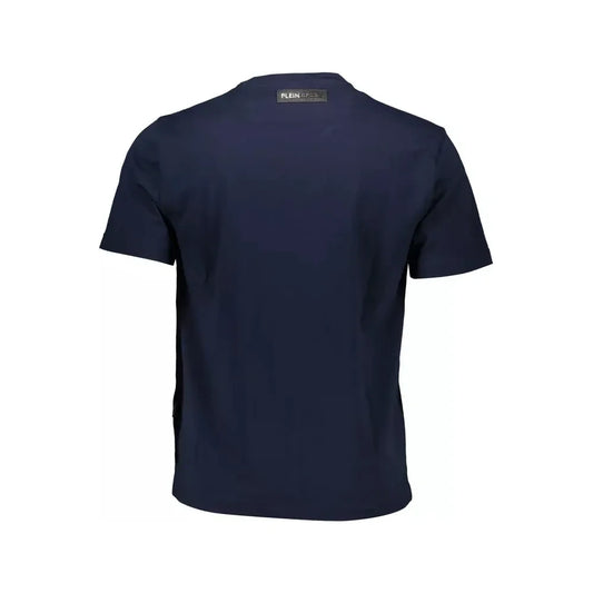 Elevated Blue Cotton Tee with Signature Details