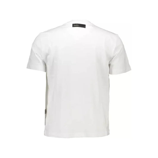 Plein Sport Sleek White Cotton Crew Neck Tee with Contrasting Details Plein Sport