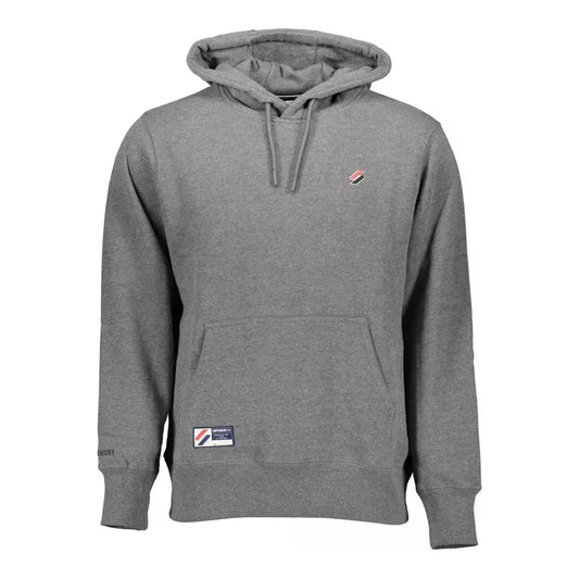 Chic Gray Hooded Sweatshirt with Embroidery Detail Superdry