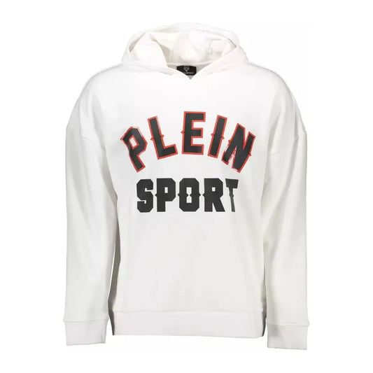 Sleek White Hooded Sweatshirt with Bold Prints