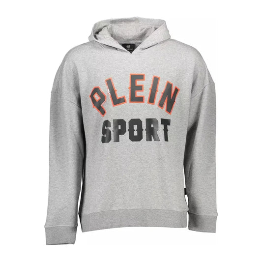 Sleek Gray Hooded Sweatshirt with Bold Contrasts