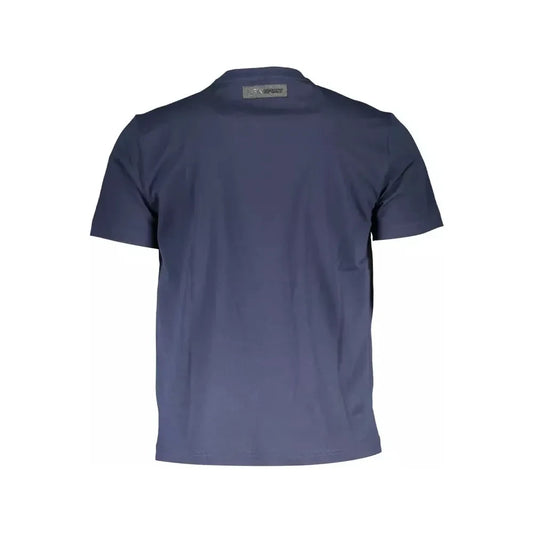 Sleek Blue Cotton Tee with Iconic Print