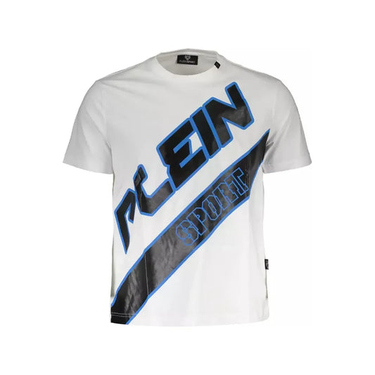 Sleek White Crew Neck Designer Tee Plein Sport