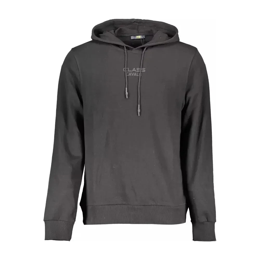 Elegant Black Cotton Hooded Sweatshirt