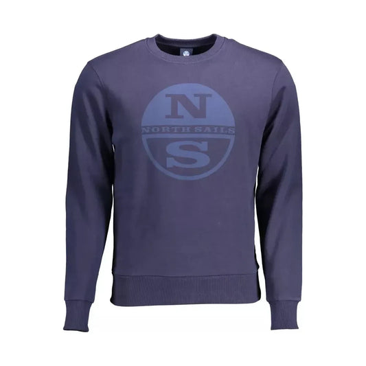 Ocean-Blue Cotton Sweater with Logo Print