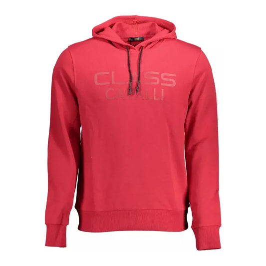 Pink Cotton Hooded Sweatshirt with Logo Print Cavalli Class