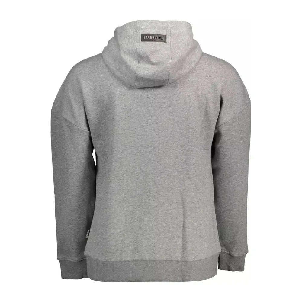 Sleek Gray Hooded Sweatshirt with Bold Accents