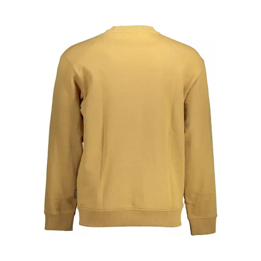 Beige Cotton Sweatshirt with Central Zip Pocket