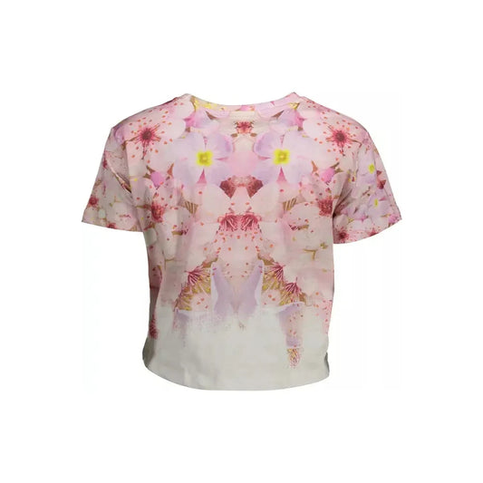 Chic Pink Embroidered Cotton Tee Desigual