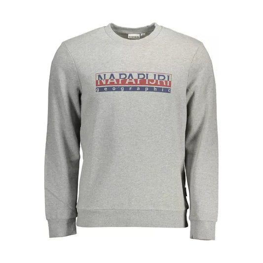 Chic Gray Cotton Sweatshirt with Logo Print