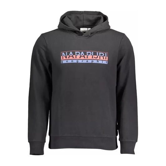 Sleek Black Hooded Cotton Sweatshirt Napapijri