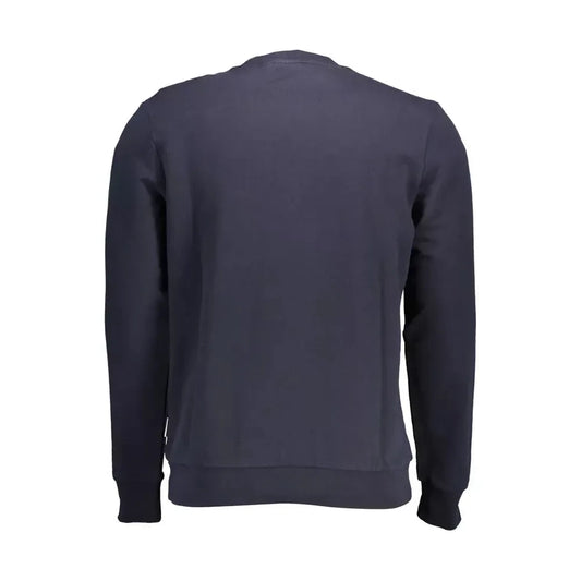 Sleek Blue Round Neck Cotton Sweatshirt