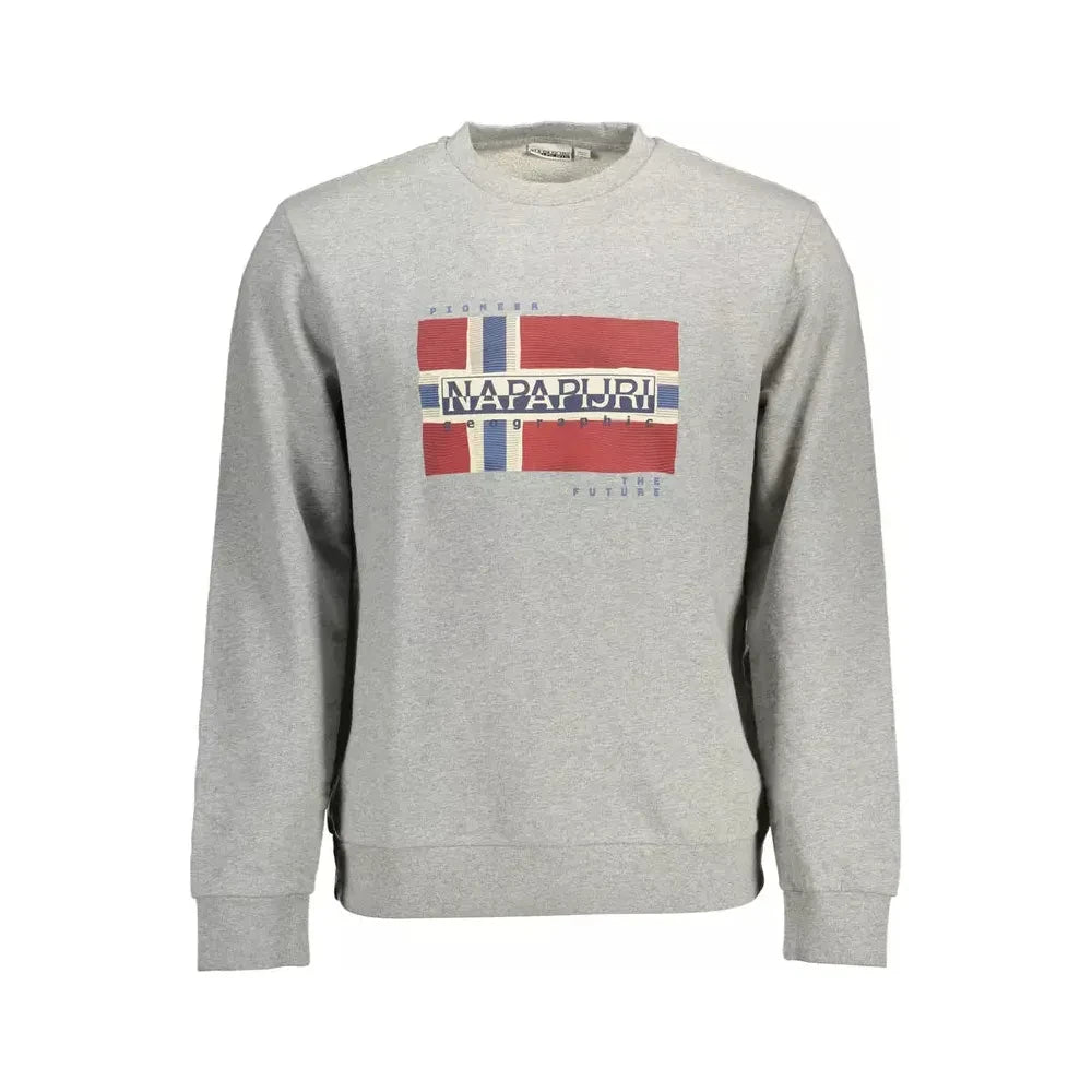 Chic Grey Cotton Sweatshirt with Iconic Print