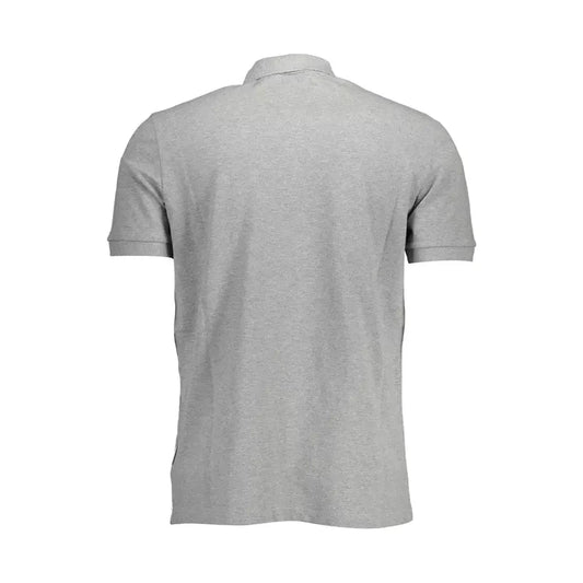 Sleek Gray Cotton Polo with Signature Print