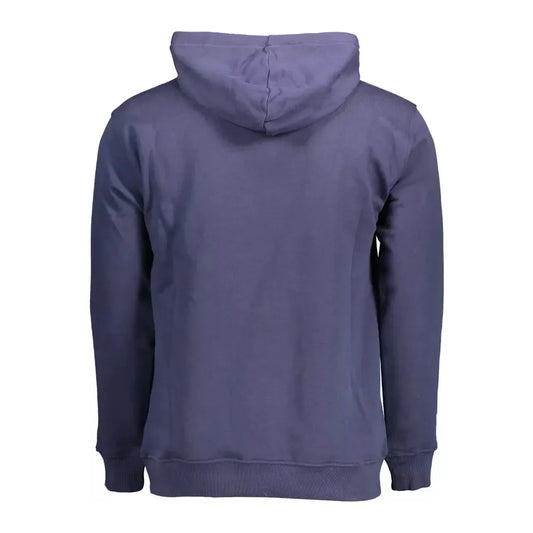 Elegant Blue Cotton Hooded Sweater