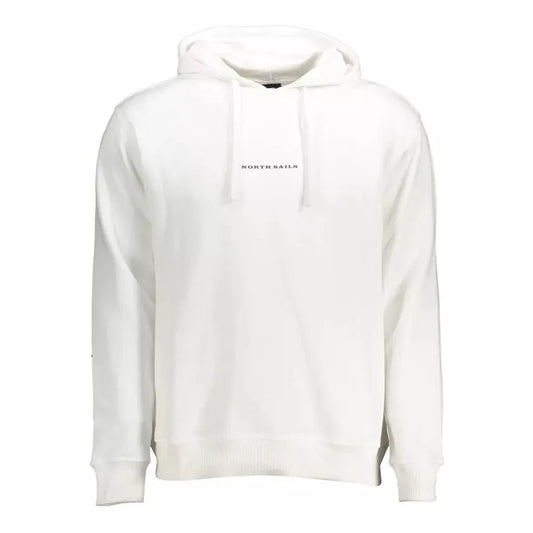 Sleek White Cotton Hooded Sweatshirt