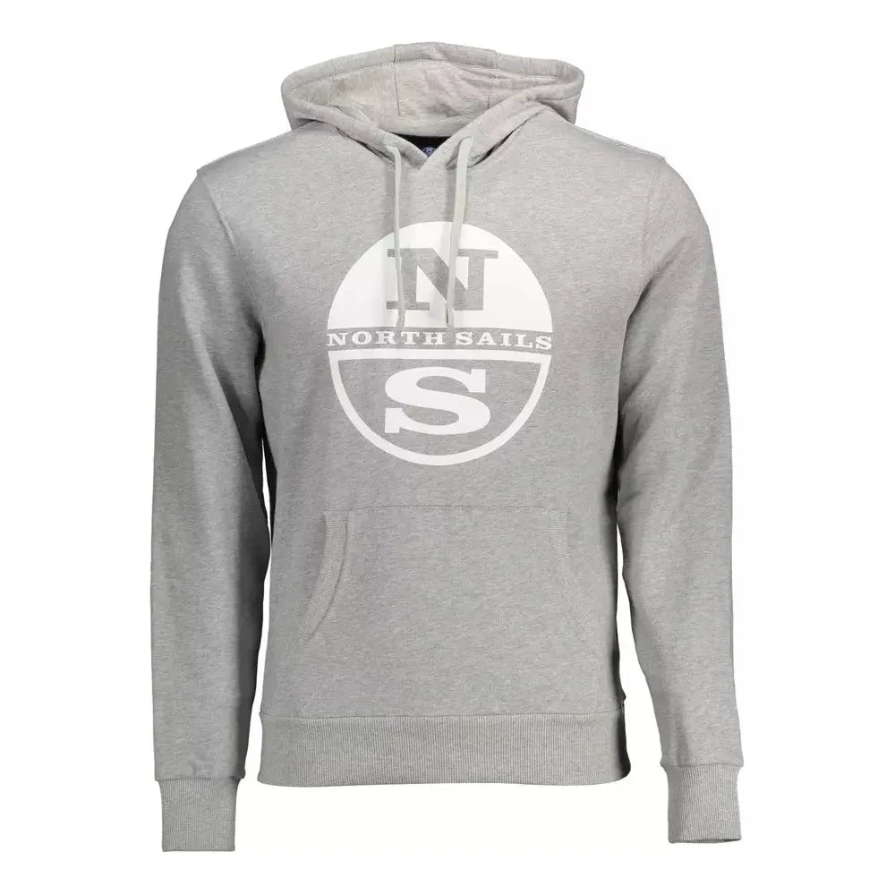 Chic Gray Hooded Cotton Sweatshirt