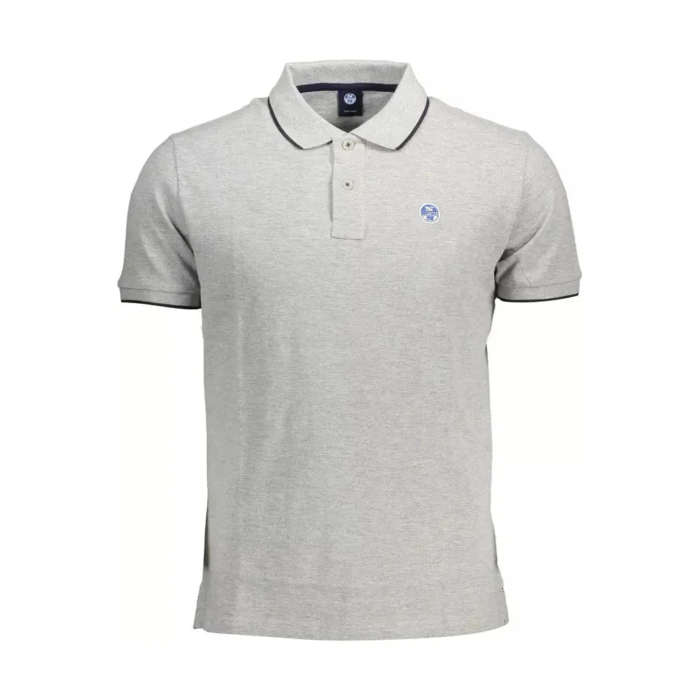 Elegant Gray Contrast Detail Polo Shirt