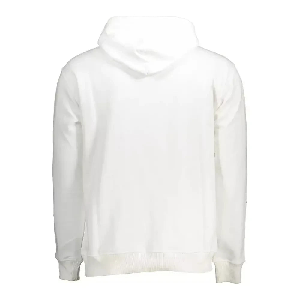 Sleek White Cotton Hooded Sweatshirt