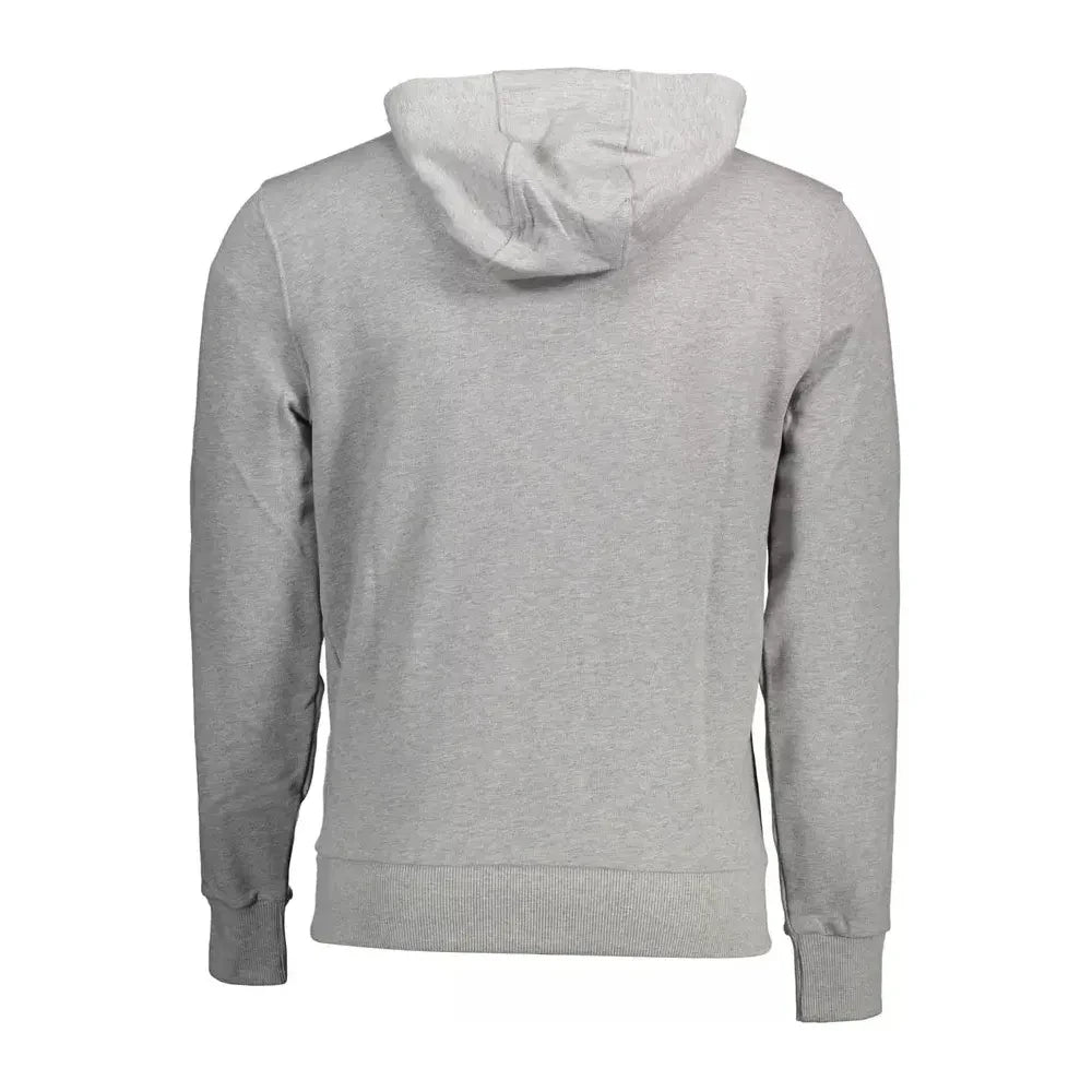 Chic Gray Hooded Cotton Sweatshirt