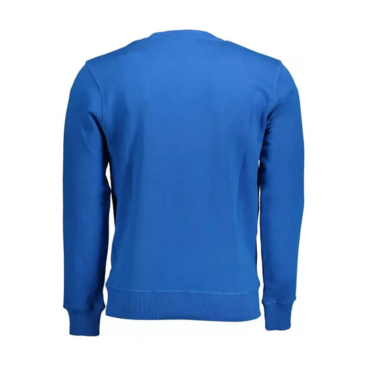 Blue Round Neck Cotton Sweatshirt with Logo