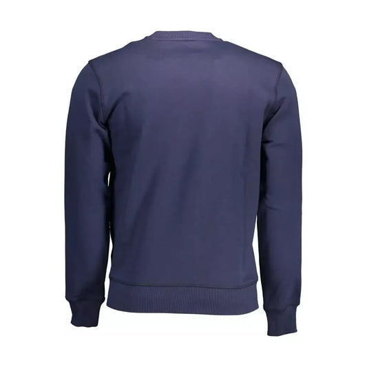 Sleek Blue Cotton Crewneck Sweatshirt