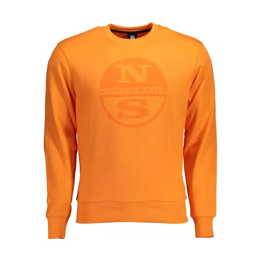 Vibrant Orange Cotton Sweatshirt with Chic Logo Print