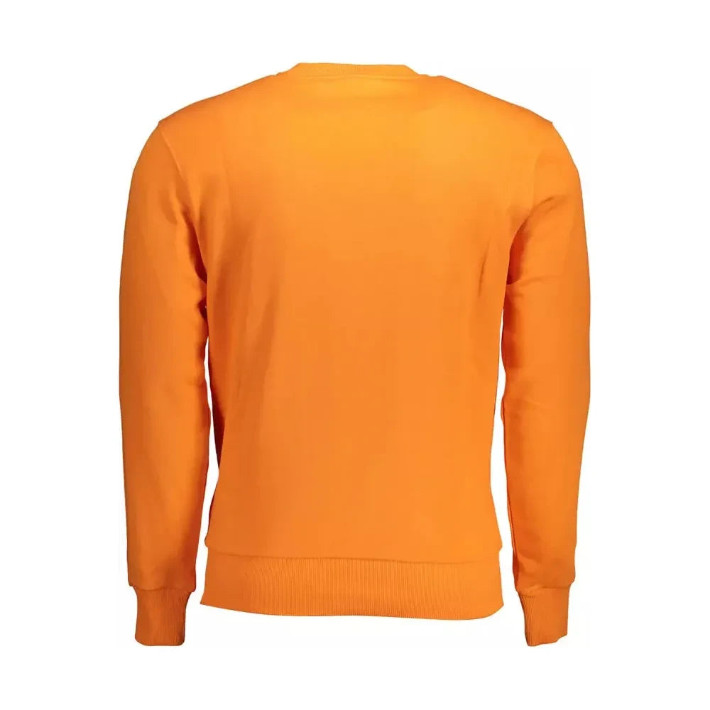 Vibrant Orange Cotton Sweatshirt with Chic Logo Print