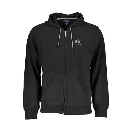 Elegant Black Cotton Hooded Sweatshirt