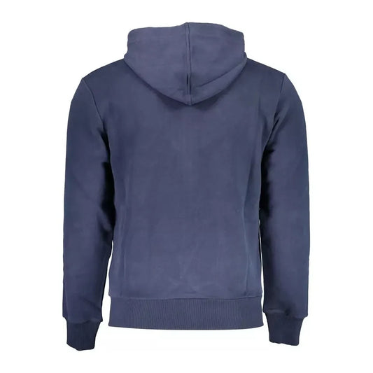 La Martina Elegant Blue Hooded Zip Sweater La Martina