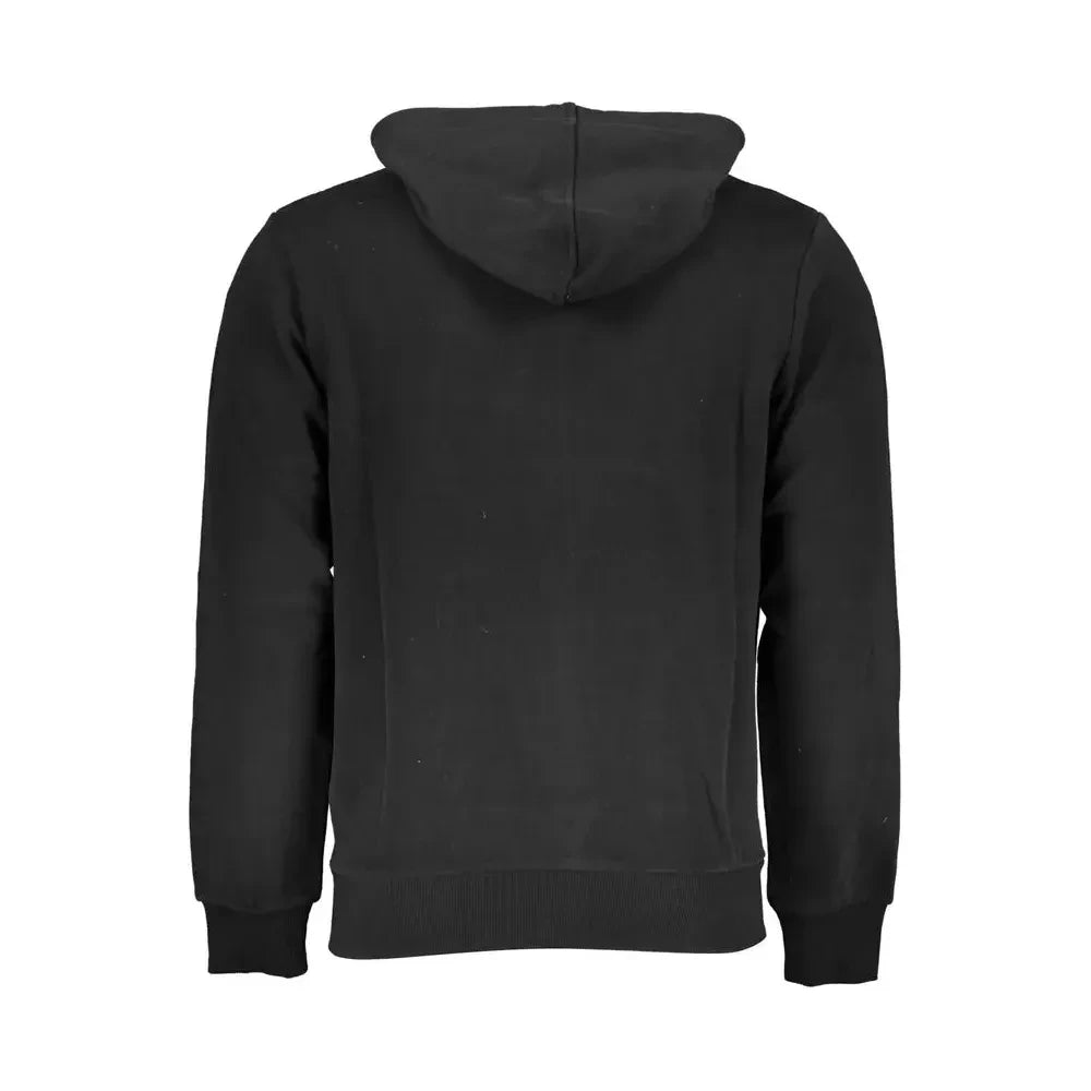 Elegant Black Cotton Hooded Sweatshirt